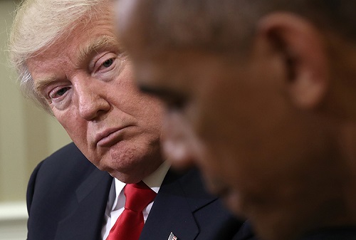 President-elect Donald Trump observing President Barack Obama