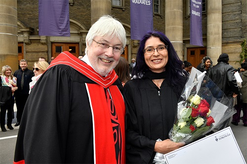 Julie Blair with OISE dean Glen Jones at fall convocation