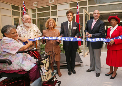 Peter Rekai with current residents and board member