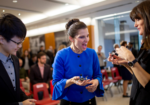 Kirsty Duncan, Angela Schoellig and one of her students