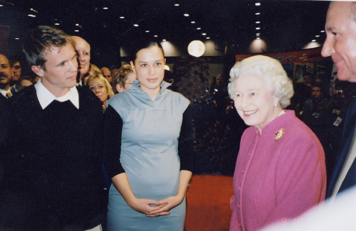 Queen Elizabeth II attends the Festival of Ontario at the CNE in 2002, making a stop in front of the U of T Blue Sky Solar Racing Team’s display