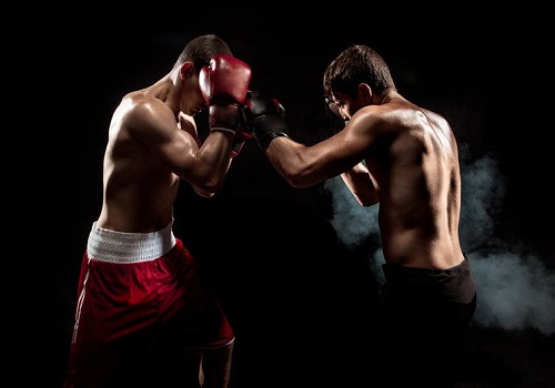 Two boxers in a boxing match