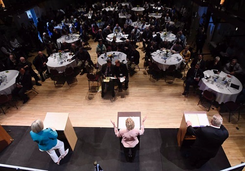 Horwath, Wynne and Ford take part in the leaders' debate in Parry Sound, Ontario.