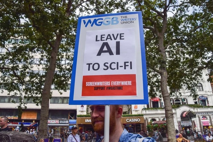 A sign that says, leave AI to SCI-FI.