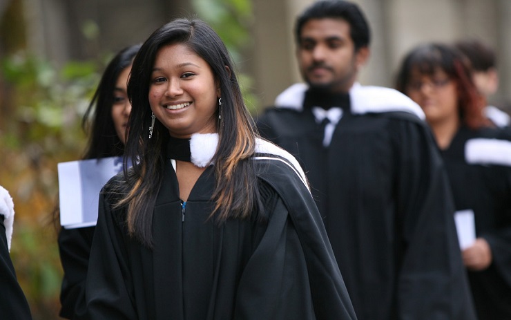 Students in convocation robes 