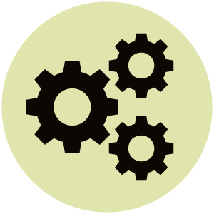 A gears illustration with a green background.