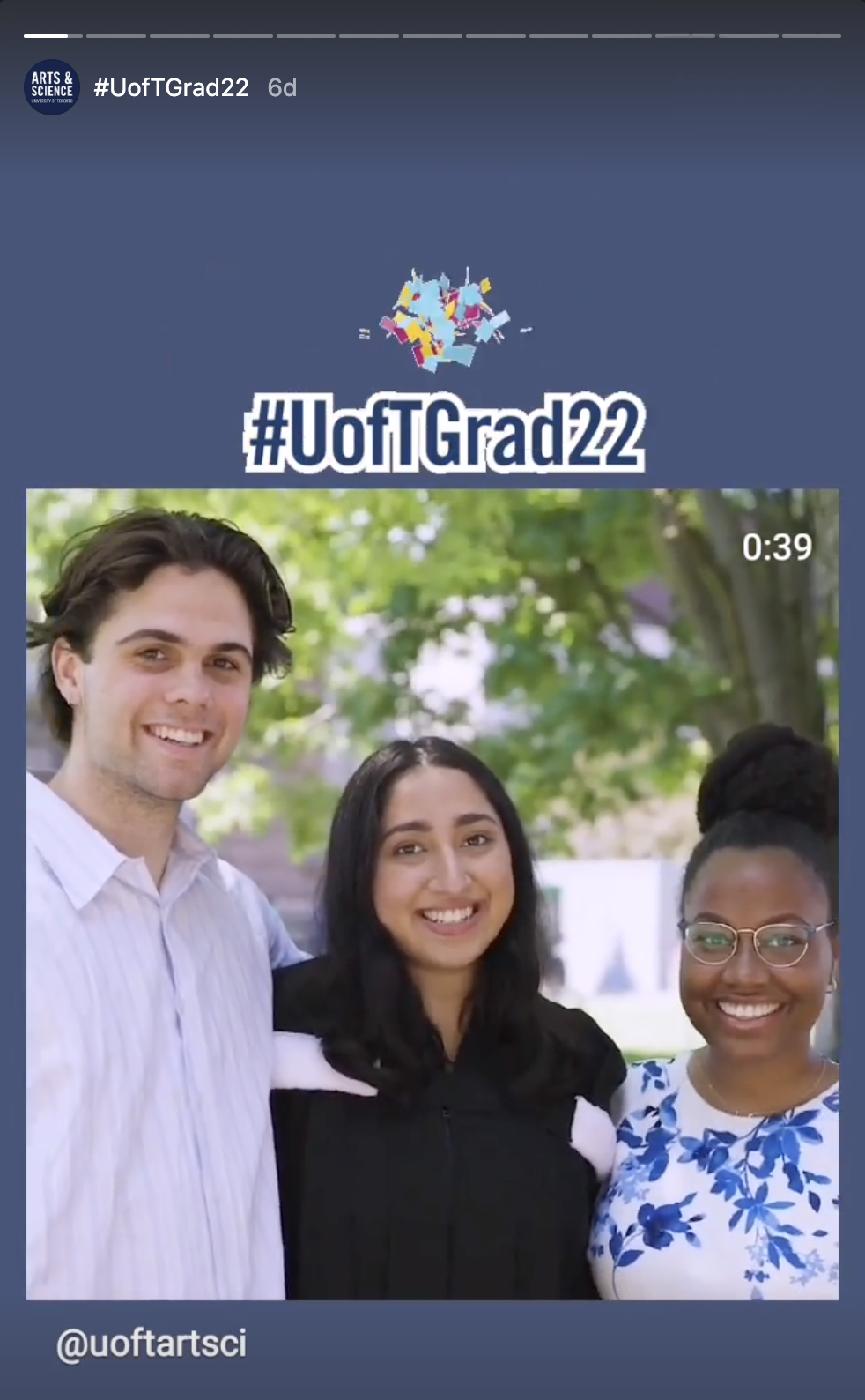 Arts and Science instagram account's collection of stories for Spring Convocation 2022