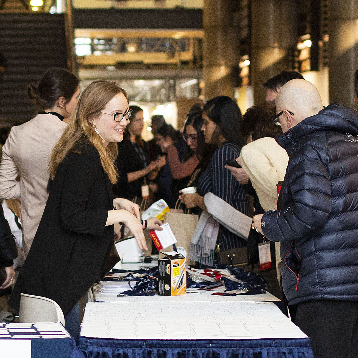 Visitors at an exhibition booth at Next Steps Conference 2020