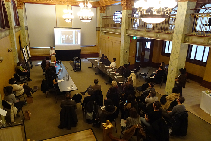 Art history students present their research to Ontario Heritage Trust staff and other guests at a public forum at the Ontario Heritage Centre.