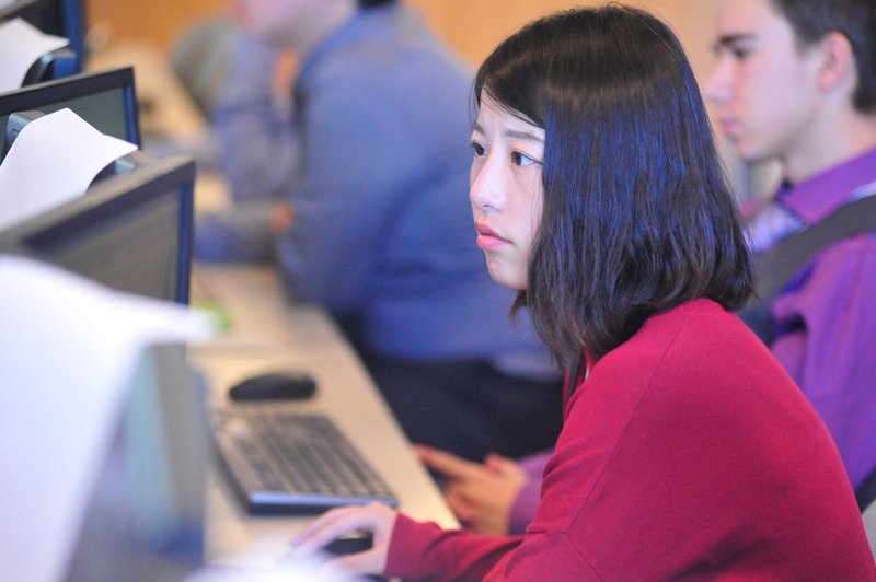 Student using computer to study