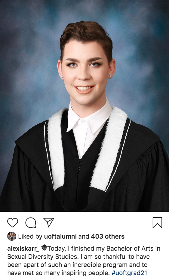 Alexis's instagram post about his graduation on Convocation 2021