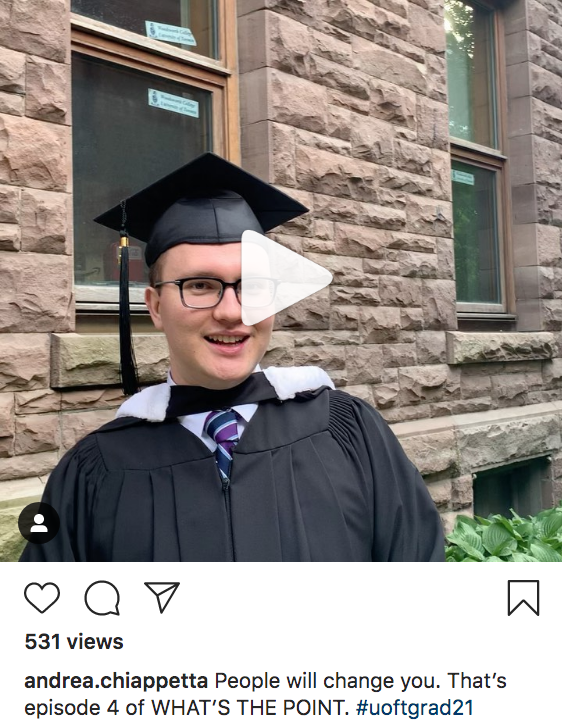 Andrea's video on instagram about his graduation and experience at U of T