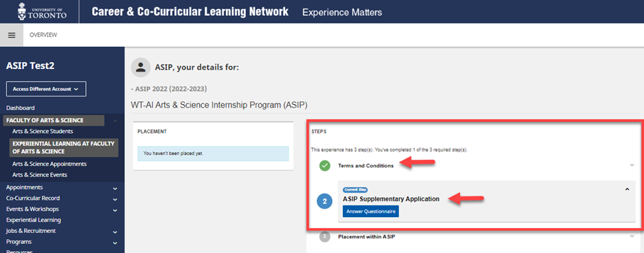 Screenshot of ASIP application Step 6 in CLNx