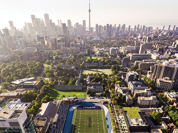 Aerial shot of Varsity Stadium