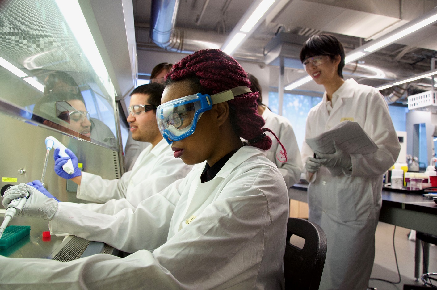 Students doing an experiment in a lab