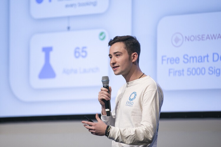 Student presenting to a room