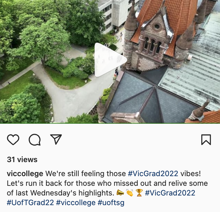 convocation 2022 Victoria College instagram video 