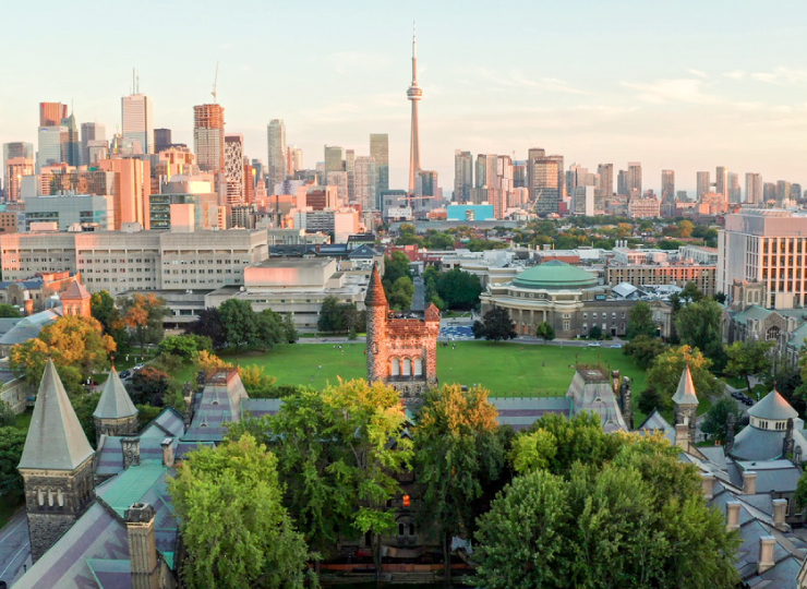 An aerial view of Toronto and the U of T campus.