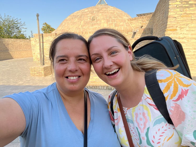 Anna Shternshis, left, and Alice Zawadzki in Bukhara, Uzbekistan 