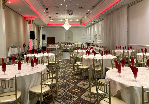 interior view of a decorated banquet hall