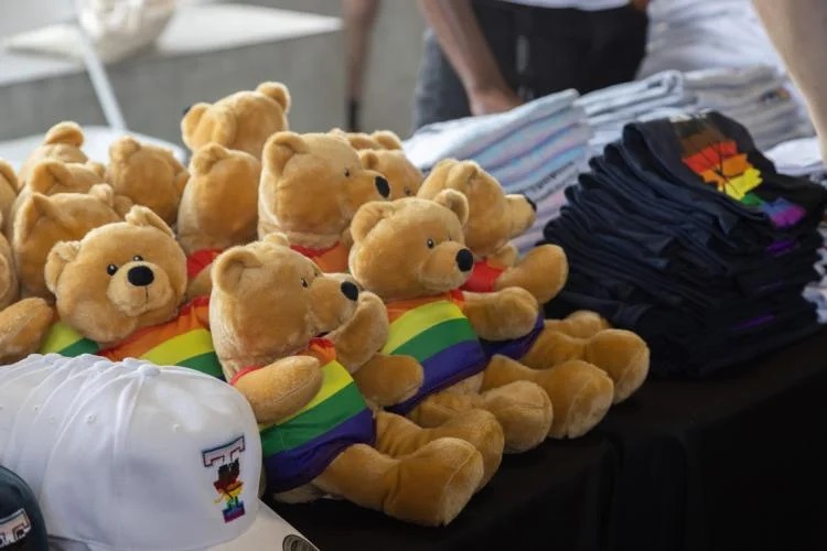Teddy Bears with rainbow outfits 
