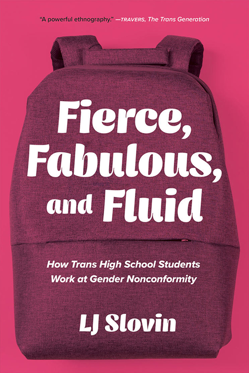 The cover of the book "Fierce, Fabulous, and Fluid" featuring a pink backpack.
