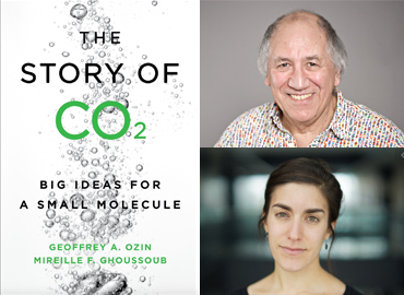 The cover of the book, The Story of CO2, "Big Ideas for a Small Molecule and profile images of the two authors.