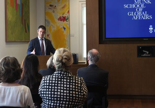 Professor Dan Breznitz speaks at an event announcing the Lupina Foundation’s gift to the Innovation Policy Lab.