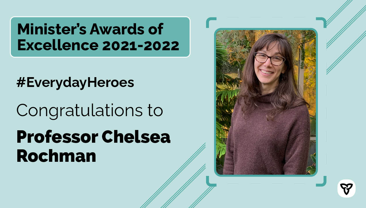 Chelsea Rochman's Minister’s Awards of Excellence congratulations message