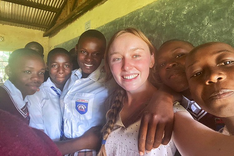 Caitriona Federico with a group of girls in Kenya