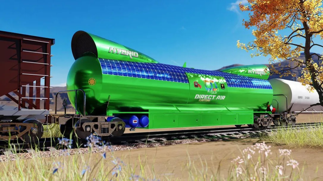 an illustration of a CO2 powered train