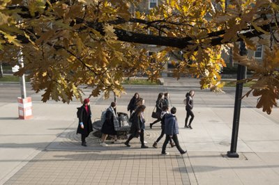 students walking on St George street