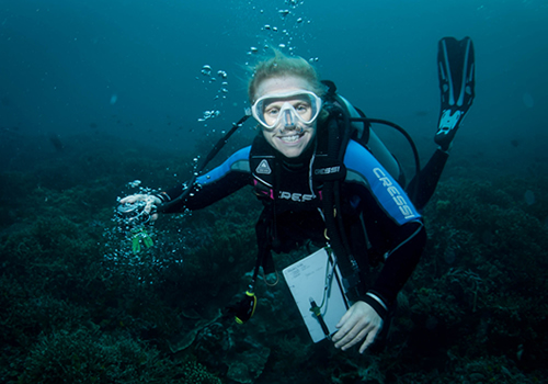 Emily Darling scuba diving in Indonesia