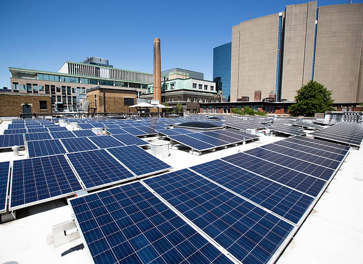 Solar panels on a roof.