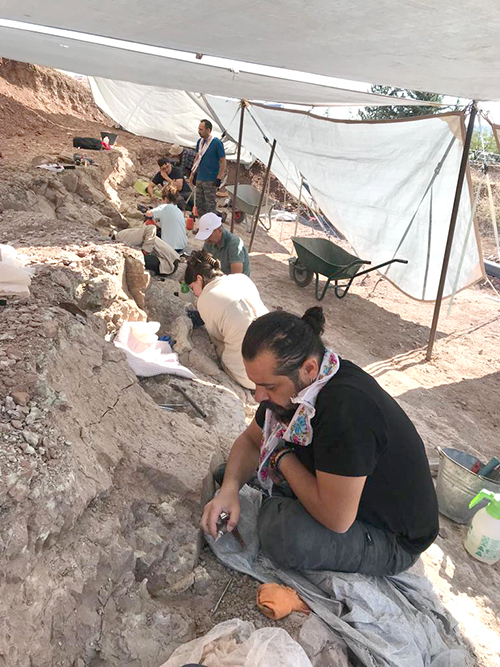 A person working at an excavation site.