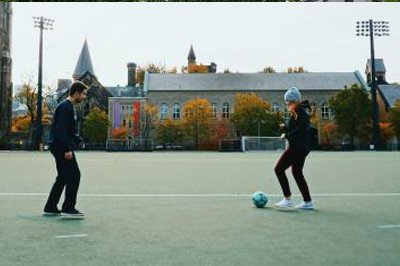 students playing soccer