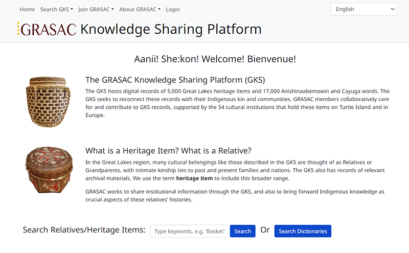 A screenshot of the current GRASAC Knowledge Sharing Platform website.