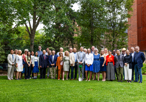 A large group of people outside.