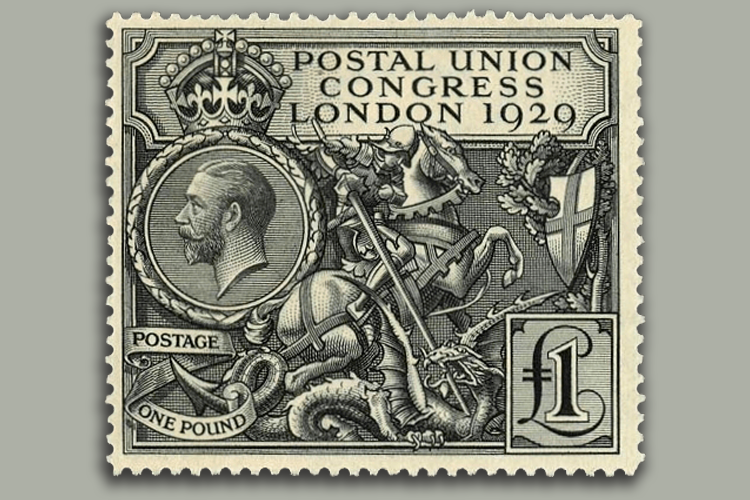 a stamp from 1929 with the king on it