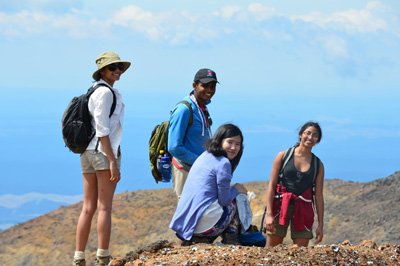 Group of students on top of a hill