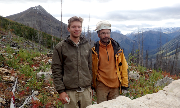 Joseph Moysiuk and Jean-Bernard Caron standing in Kootenay National Park.