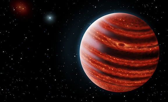 An artistic conception of the Jupiter-like exoplanet, 51 Eri b.