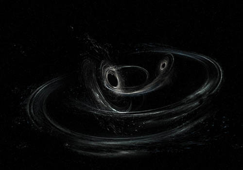 Artist’s conception shows two merging black holes similar to those detected by LIGO.
