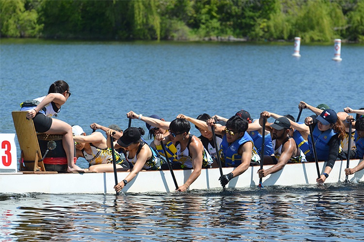 students in a dragon boat near Milton On