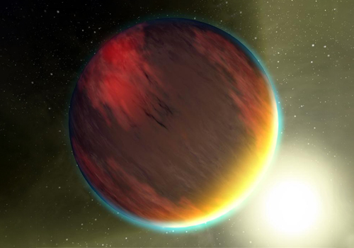 An artist’s rendition of an exoplanet.
