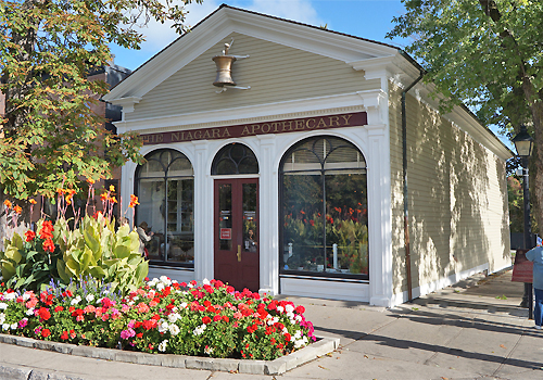 exterior of wooden 1869 pharmacy restored to its former beauty