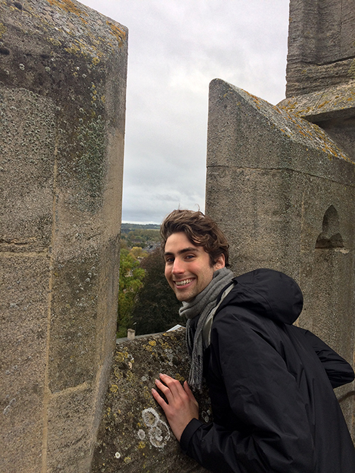 Philip Schwarz enjoys the view from the top of Merton College tower in Oxford. 