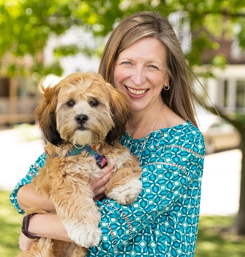 Photo of FLC Staff Advisor Denise Gray with her dog