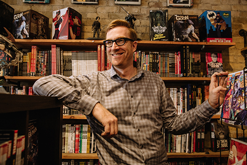 Ryan North standing in a bookstore