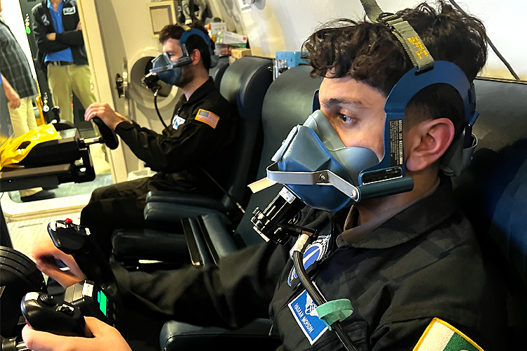Hasaan Mohsin training in a hypobaric chamber.